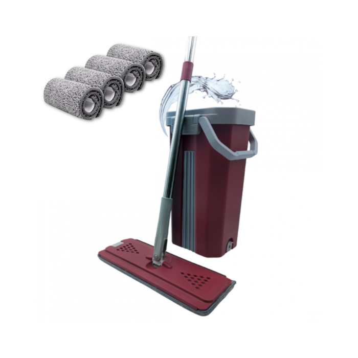 Wischmopp Balai Clean & Dry Mop Bodenwischer-Set (Spar-Set), selbstreinigendes Wischsystem, Doppelkammereimer, 2,7 Liter