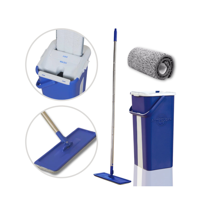 Wischmopp Autoclean Mop Bodenwischer-Set selbstreinigendes Wischsystem, Doppelkammereimer, 2,7 Liter
