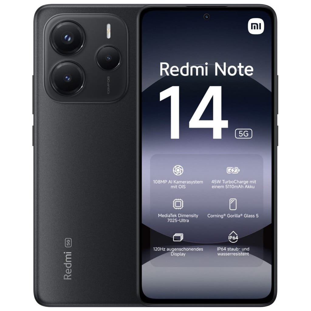 Xiaomi Redmi Note 14 5G 128 GB / 6 GB - Smartphone - midnight black Smartphone (6,67 Zoll, 128 GB Speicherplatz)