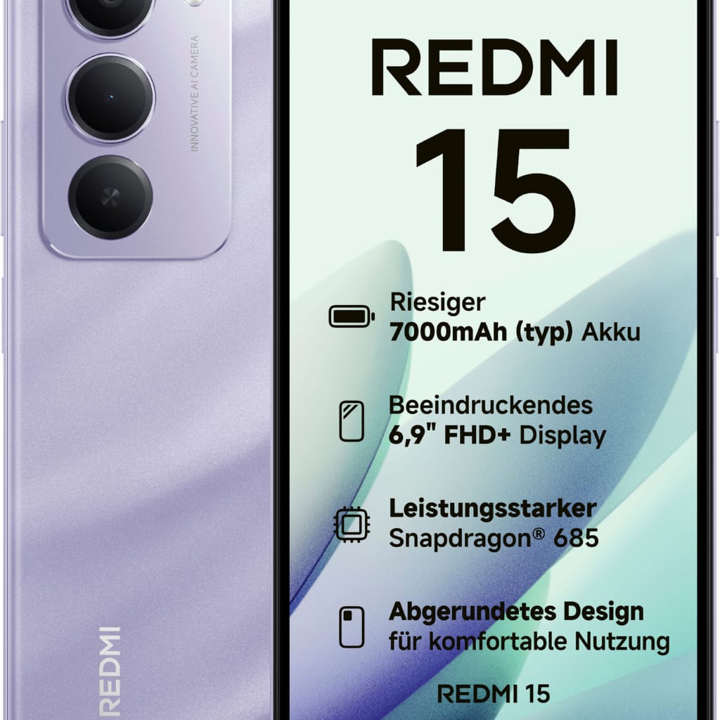 Xiaomi Redmi 15 128 GB Smartphone (17,52 cm/6,9 Zoll, 128 GB Speicherplatz, 50 MP Kamera)