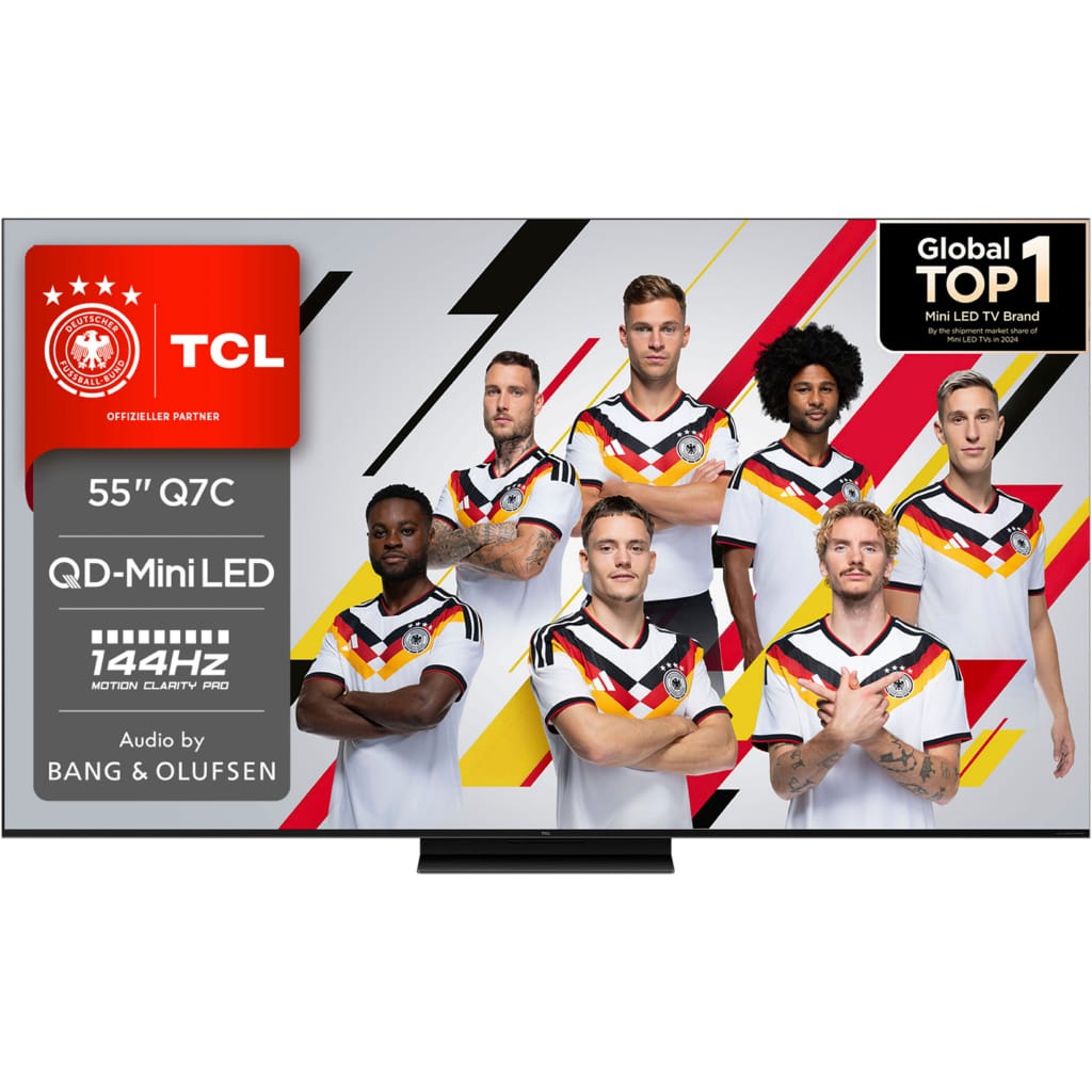 TCL 55Q7CX1 Mini-LED-Fernseher (139 cm/55 Zoll, 4K Ultra HD, Google TV, Smart-TV, Audio von Bang & Olufsen, Dolby Vision, Smart TV, Apple TV, 4K HDR)