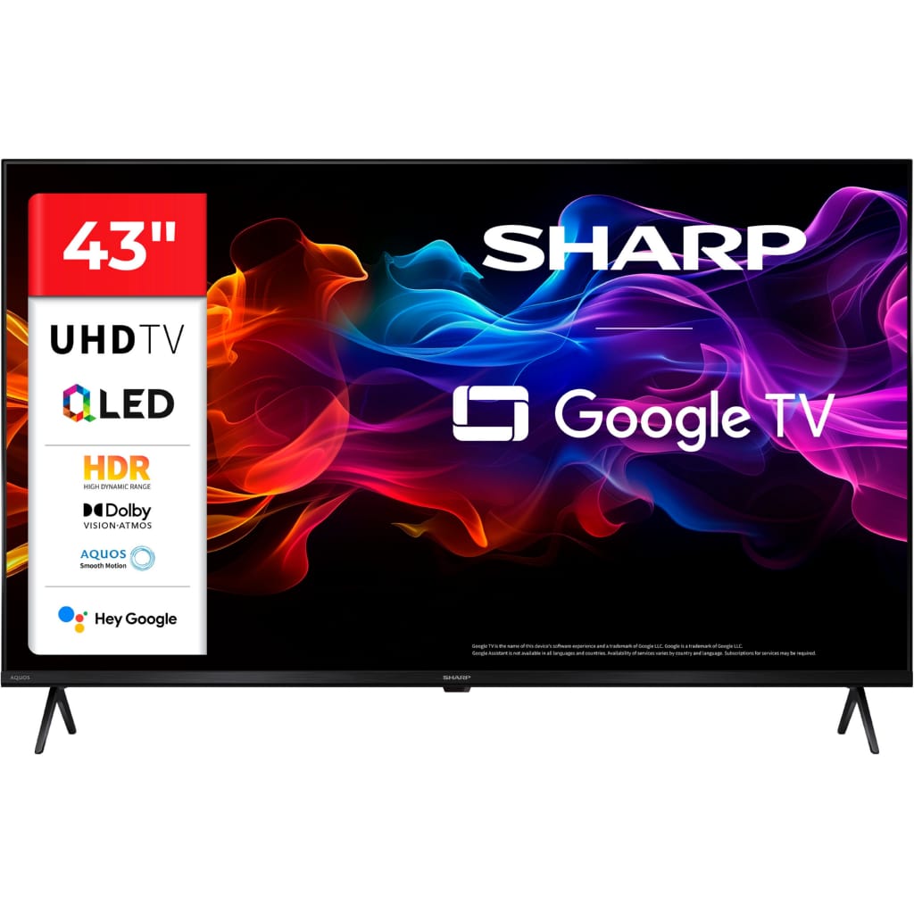 Sharp 4T-C43HPx QLED-Fernseher (108 cm/43 Zoll, 4K Ultra HD, Google TV, Smart-TV)