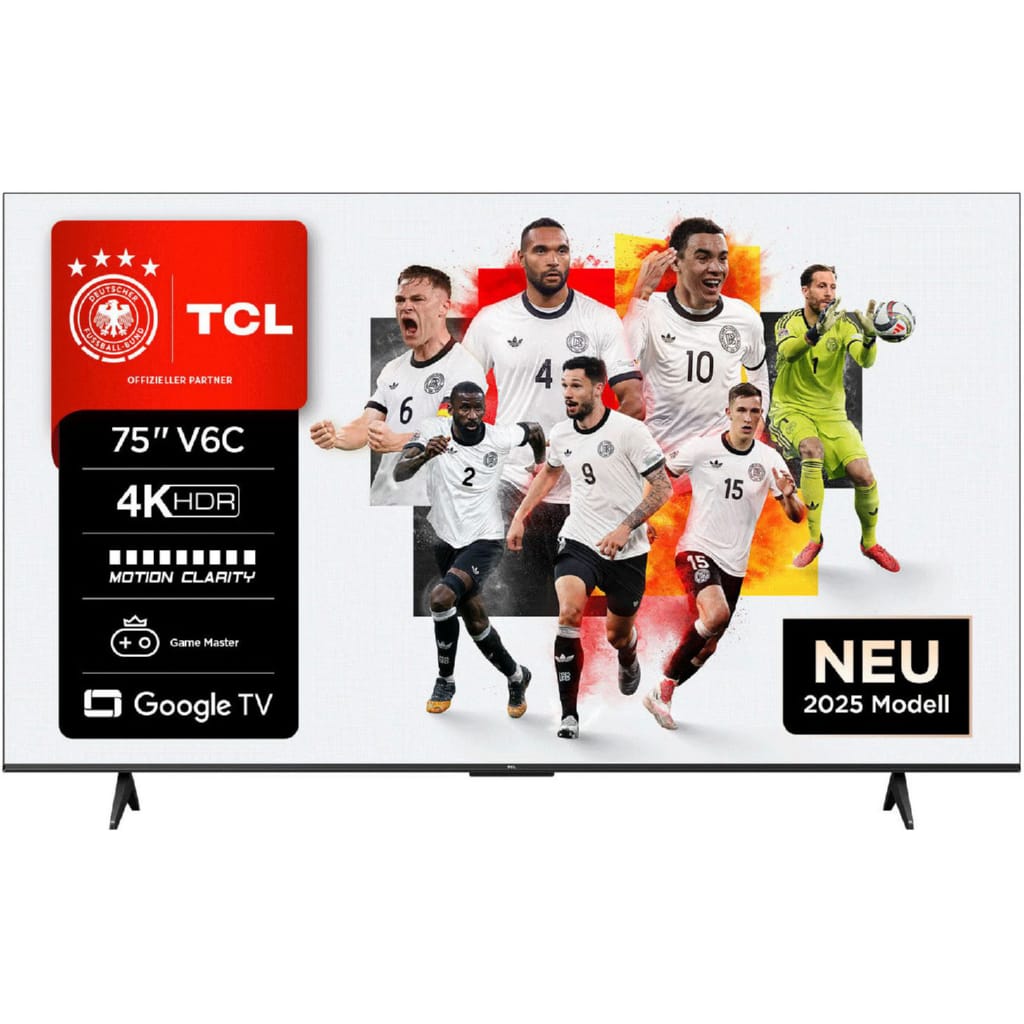 TCL 75V6CXB LED-Fernseher (189 cm/75 Zoll, 4K Ultra HD, Google TV, Smart-TV, 4K HDR, Multi-HDR, Dolby Vision, Game Master, Smart TV, Apple TV)