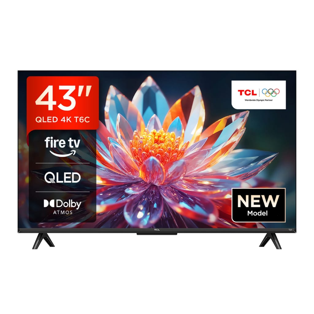 TCL 43T6C QLED-Fernseher (108 cm/43 Zoll, 4K Ultra HD, Fire TV, Fire TV / Smart TV, Dolby Vision HDR, Alexa, Triple-Tuner)
