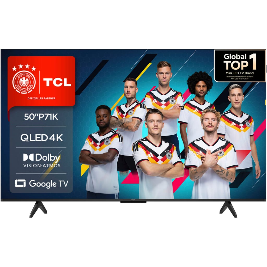 TCL 50P71KX1 QLED-Fernseher (126 cm/50 Zoll, 4K Ultra HD, Google TV, Smart-TV, Multi-HDR, Dolby Vision, Smart TV, Airplay2, Dolby Atmos, Game Master)