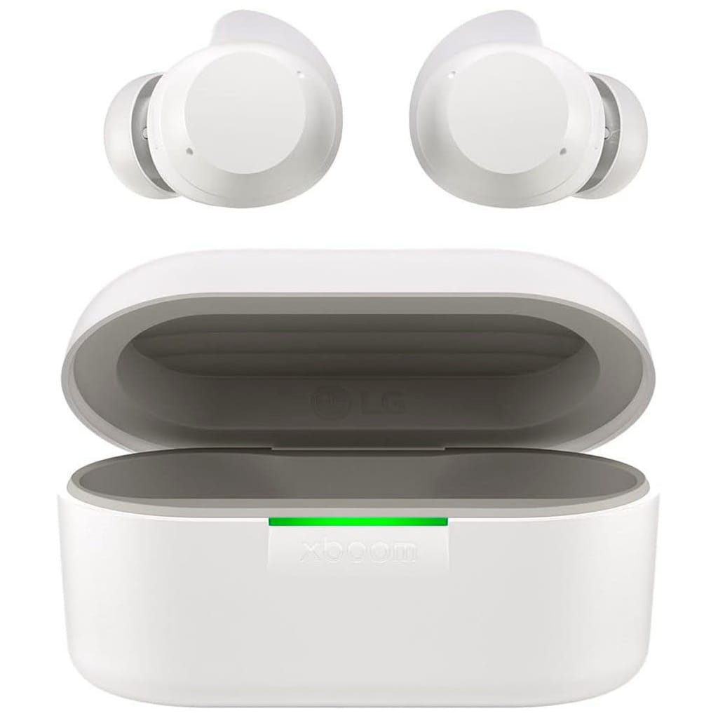 LG xboom Buds Plus wireless In-Ear-Kopfhörer (Active Noise Cancelling (ANC), Freisprechfunktion, Sprachsteuerung, UV-Reinigung, integrierte Steuerung für Anrufe und Musik, kompatibel mit Siri, Google Assistant, Siri, Bluetooth)
