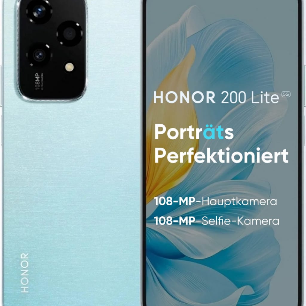 Honor HONOR 200 Lite Handy, 8+256GB, 4500mAh/Dual SIM/GPS Smartphone (17,02 cm/6.7 Zoll, 256 GB Speicherplatz, 108 MP Kamera)