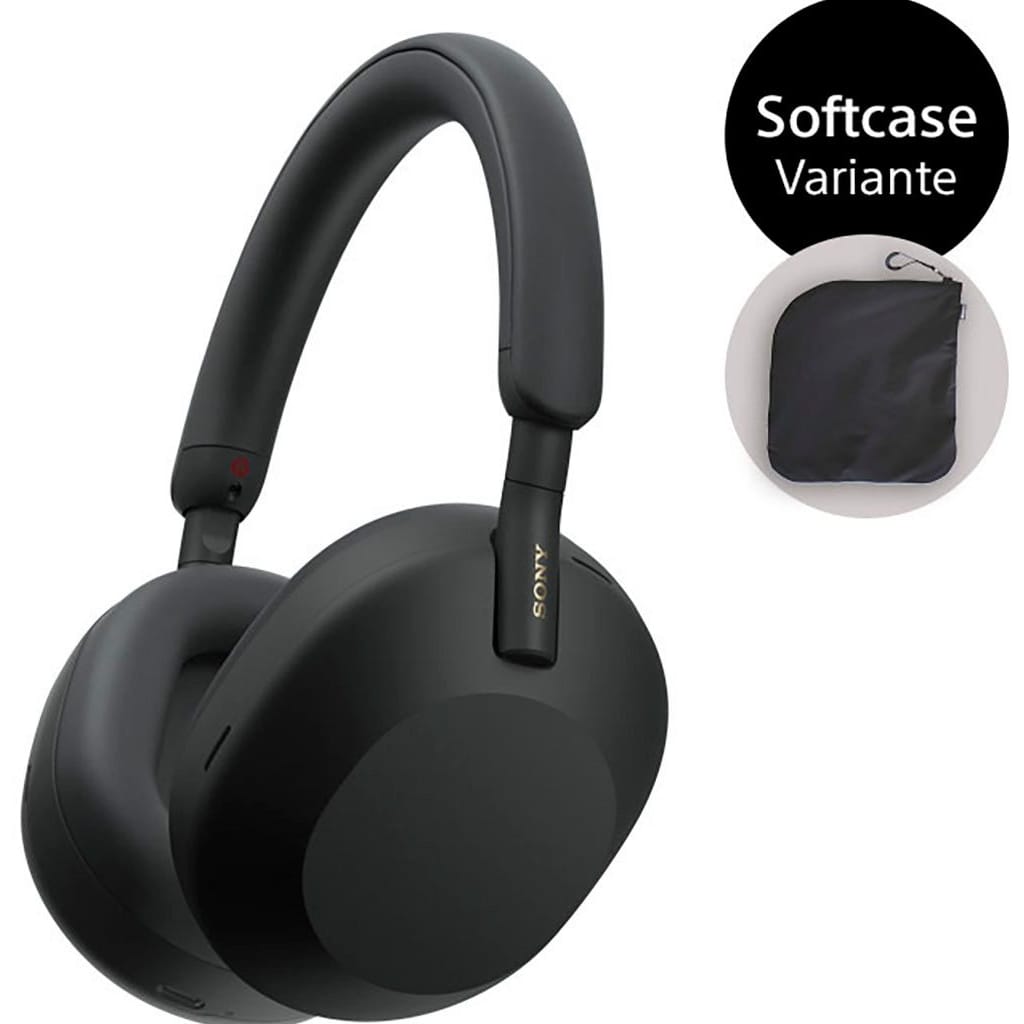 Sony WH1000XM5 Over-Ear-Kopfhörer (Freisprechfunktion, Hi-Res, Multi-Point-Verbindung, Noise-Cancelling, Rauschunterdrückung, Sprachsteuerung, Alexa, Google Assistant, A2DP Bluetooth, AVRCP Bluetooth, Bluetooth, HFP, HSP, inkl. Leichter Schutzhülle (Soft-Case)