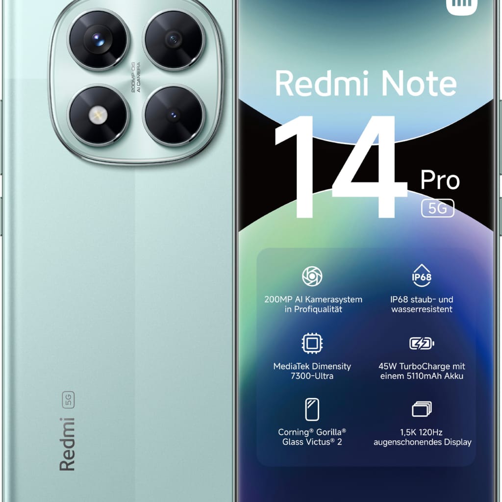 Xiaomi Redmi Note 14 Pro 5G Smartphone (16,94 cm/6,67 Zoll, 256 GB Speicherplatz, 200 MP Kamera)