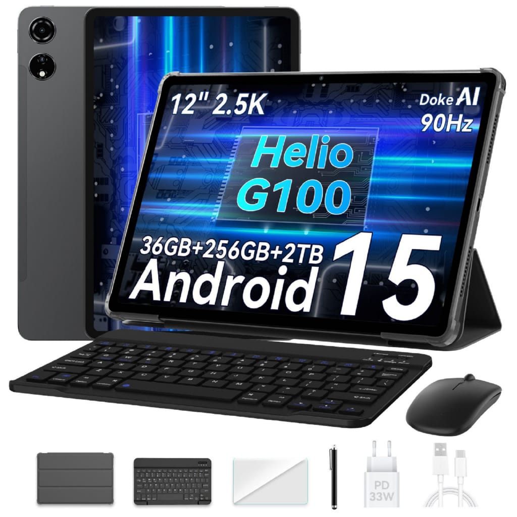 blackview 12' Mega3, 2.5K FHD, Android 15, 90Hz Tablet (12', 256 GB, Android 15, 4G LTE, WiFi, 2.5K, Android 15, 8800mAh, 4G LTE, 50MP, Helio G100)