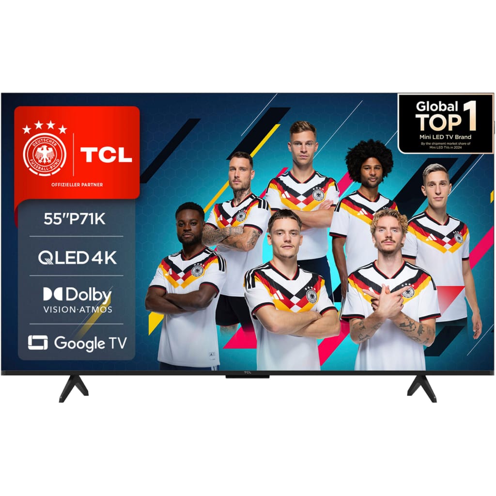 TCL 55P71KX1 QLED-Fernseher (139 cm/55 Zoll, 4K Ultra HD, Google TV, Smart-TV, Multi-HDR, Dolby Vision, Smart TV, Airplay2, Dolby Atmos, Game Master)